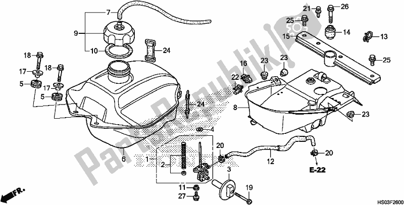 Tutte le parti per il Serbatoio Di Carburante del Honda TRX 250 TM 2018