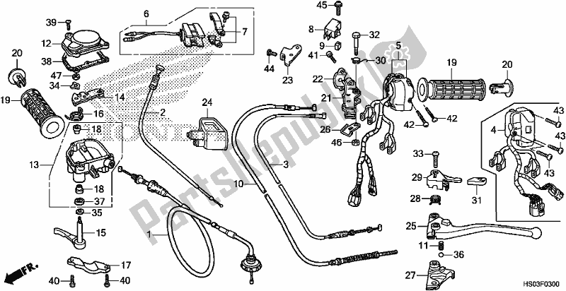 Todas las partes para Handle Lever/switch/cable de Honda TRX 250 TM 2018