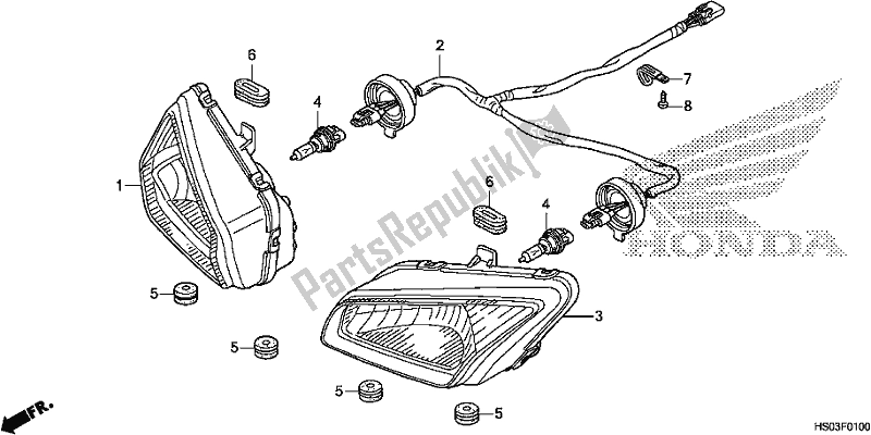 Tutte le parti per il Faro del Honda TRX 250 TM 2018