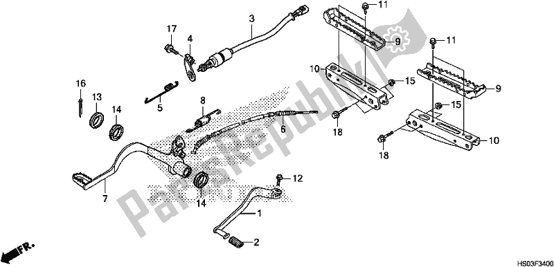 All parts for the Pedal/step of the Honda TRX 250 TM 2018