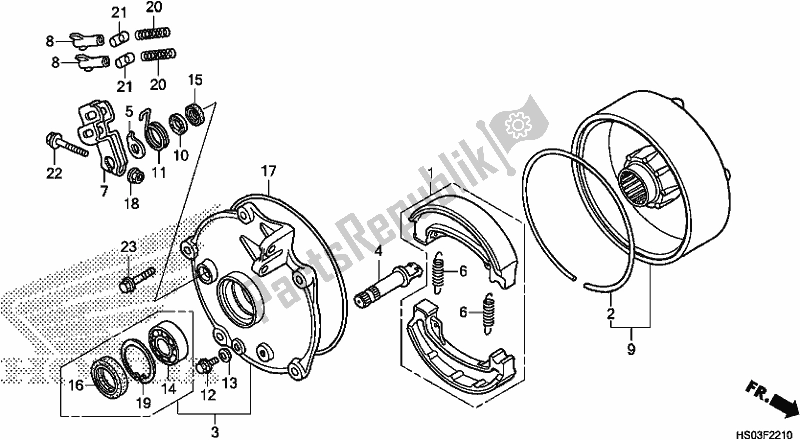 Tutte le parti per il Tamburo Freno Posteriore del Honda TRX 250 TM 2018