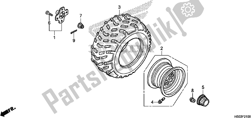 All parts for the Rear Wheel of the Honda TRX 250 TM 2018