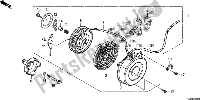 All parts for the Recoil Starter of the Honda TRX 250 TM 2018