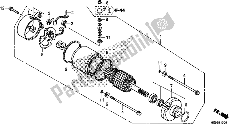 All parts for the Starter Motor of the Honda TRX 250 TM 2018