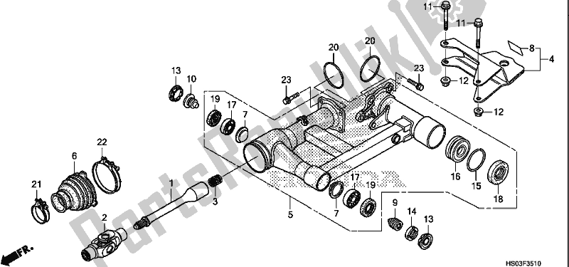 All parts for the Swingarm of the Honda TRX 250 TM 2018