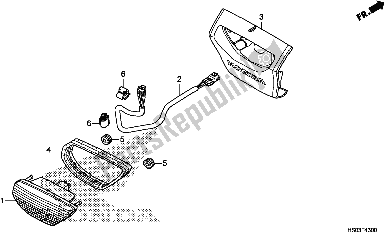 Todas as partes de Luz Traseira do Honda TRX 250 TM 2018