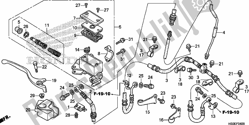 Todas as partes de Cilindro Mestre Do Freio Dianteiro do Honda TRX 250 TM1 2020