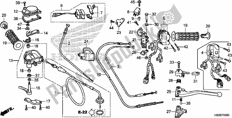 Todas as partes de Handle Lever/switch/cable do Honda TRX 250 TM1 2020