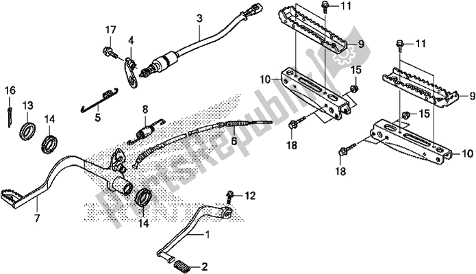 Todas as partes de Pedal/step do Honda TRX 250 TM1 2020