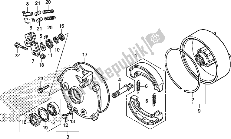 Tutte le parti per il Tamburo Freno Posteriore del Honda TRX 250 TM1 2020