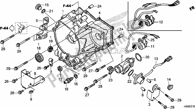 All parts for the Rear Crankcase Cover of the Honda TRX 250 TM1 2020