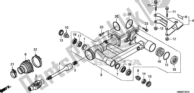 All parts for the Swingarm of the Honda TRX 250 TM1 2020
