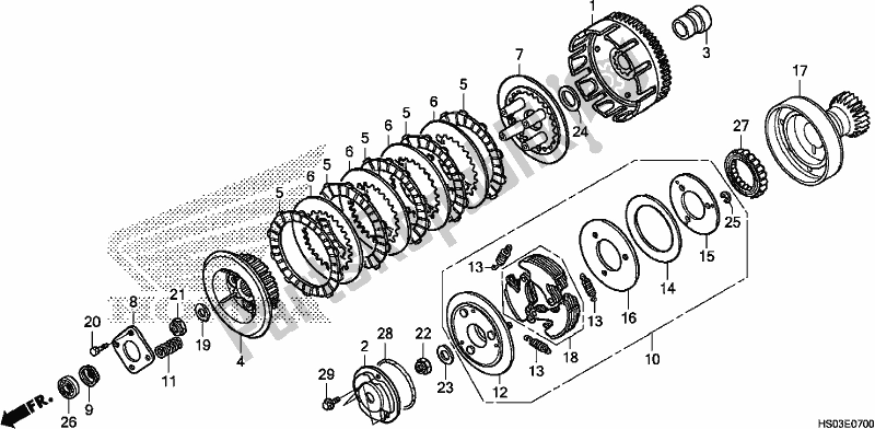 All parts for the Clutch of the Honda TRX 250 TM1 TM 2019