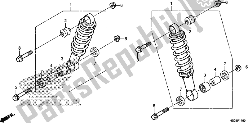 All parts for the Front Cushion of the Honda TRX 250 TM1 TM 2019