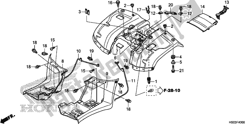 Todas las partes para Guardabarros Trasero de Honda TRX 250 TM1 TM 2019