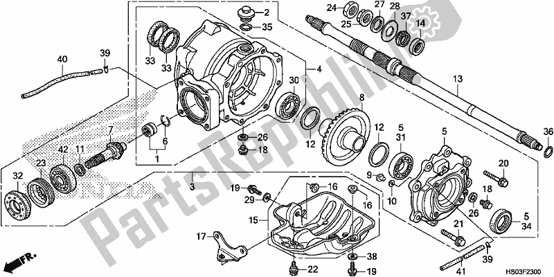 Alle onderdelen voor de Achterste Versnelling van de Honda TRX 250 TM1 TM 2019