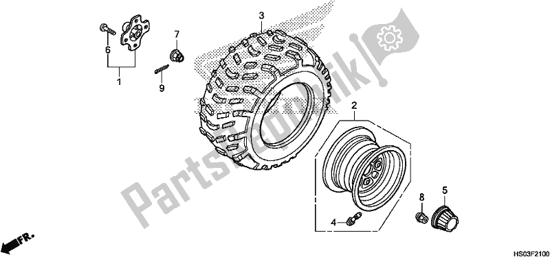 All parts for the Rear Wheel of the Honda TRX 250 TM1 TM 2019