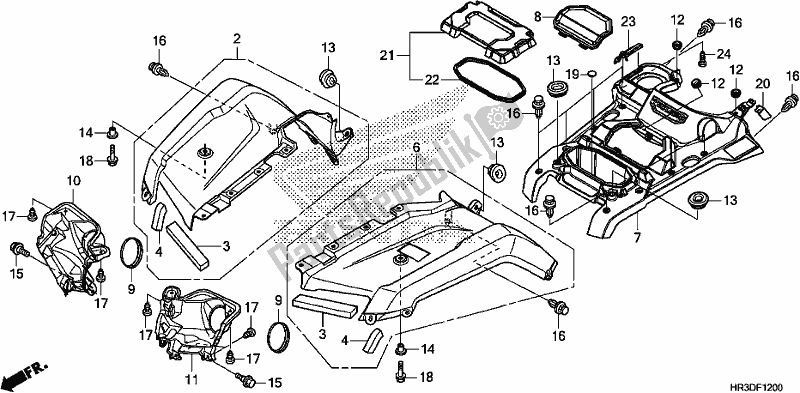 Tutte le parti per il Parafango Anteriore del Honda TRX 420 FA1 2020
