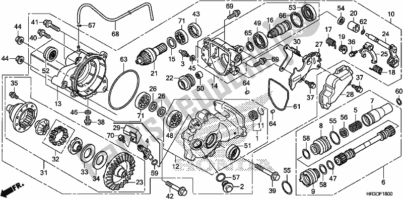 Todas as partes de Engrenagem Final Dianteira do Honda TRX 420 FA1 2020