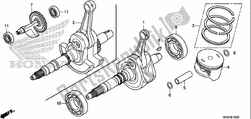 All parts for the Crankshaft/piston of the Honda TRX 420 FA2 2017