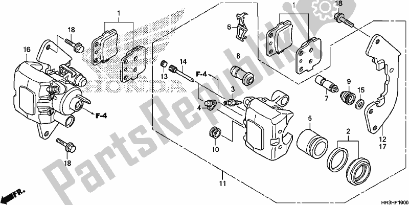 All parts for the Front Brake Caliper of the Honda TRX 420 FA2 2017