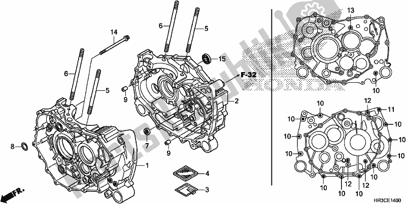All parts for the Crankcase of the Honda TRX 420 FA2 2019