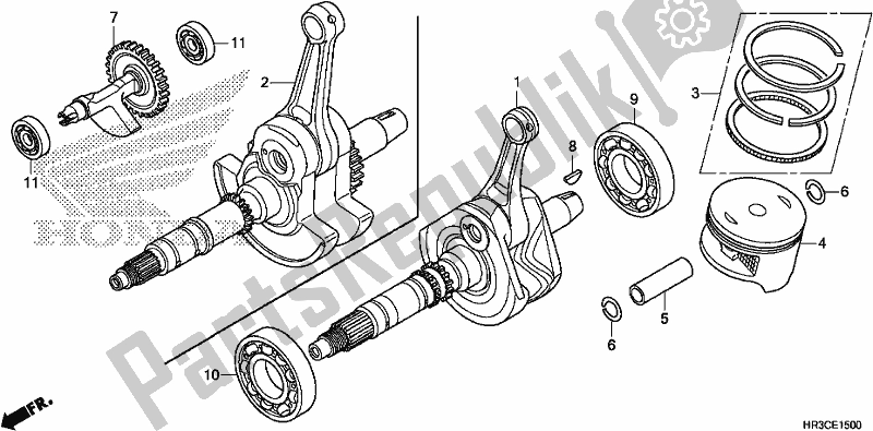 All parts for the Crankshaft/piston of the Honda TRX 420 FA2 2019