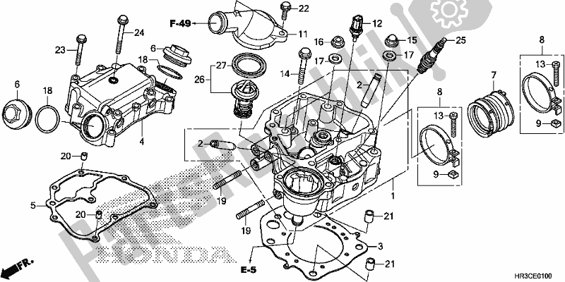 All parts for the Cylinder Head of the Honda TRX 420 FA2 2019