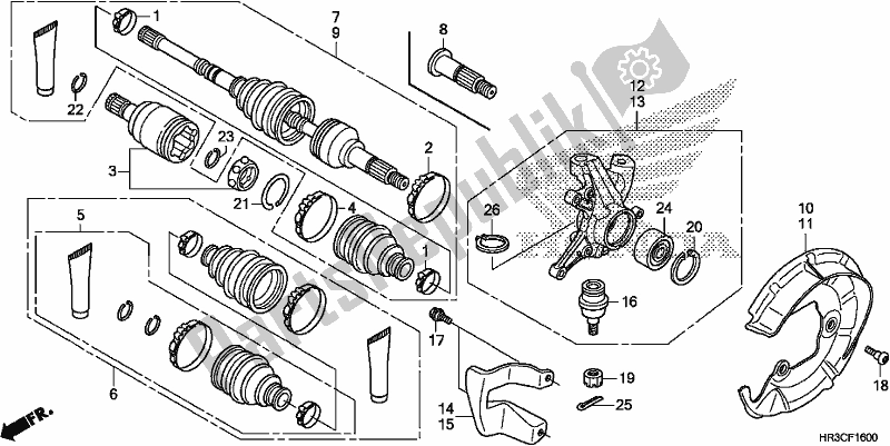 All parts for the Front Knuckle/front Drive Shaft of the Honda TRX 420 FA2 2019