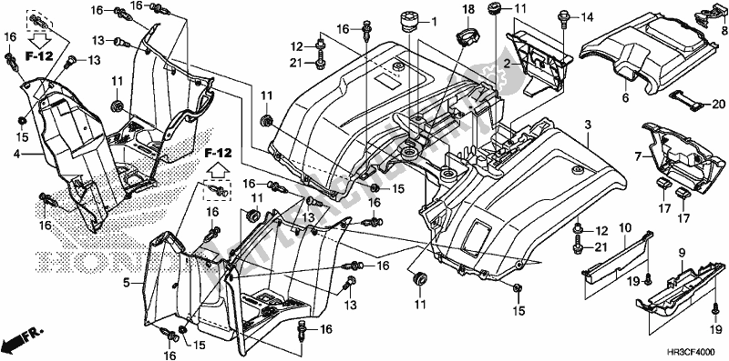 All parts for the Rear Fender of the Honda TRX 420 FA2 2019