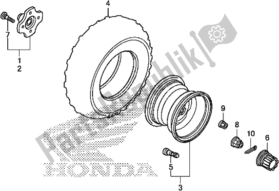 All parts for the Rear Wheel of the Honda TRX 420 FA2 2019