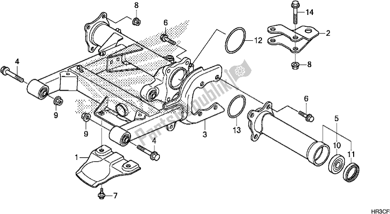 All parts for the Swingarm of the Honda TRX 420 FA2 2019