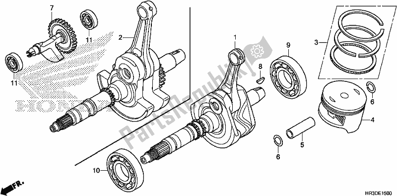 All parts for the Crankshaft/piston of the Honda TRX 420 FA2 2020