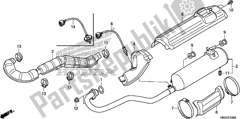 All parts for the Exhaust Muffler of the Honda TRX 420 FA2 2020