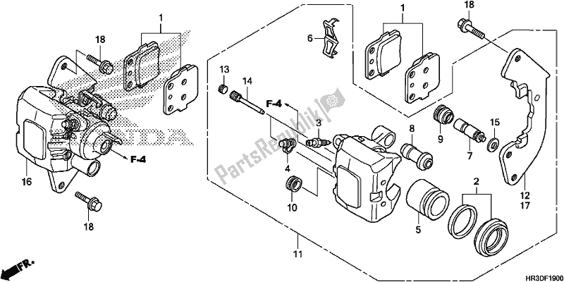 All parts for the Front Brake Caliper of the Honda TRX 420 FA2 2020