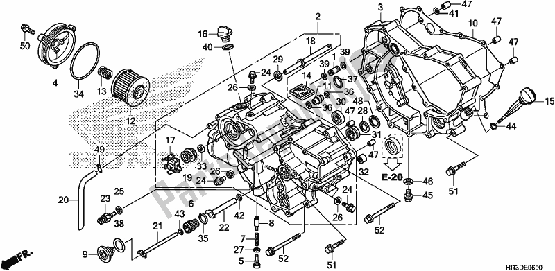 All parts for the Front Crankcase Cover of the Honda TRX 420 FA2 2020