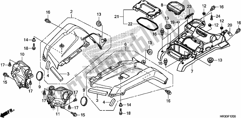 All parts for the Front Fender of the Honda TRX 420 FA2 2020