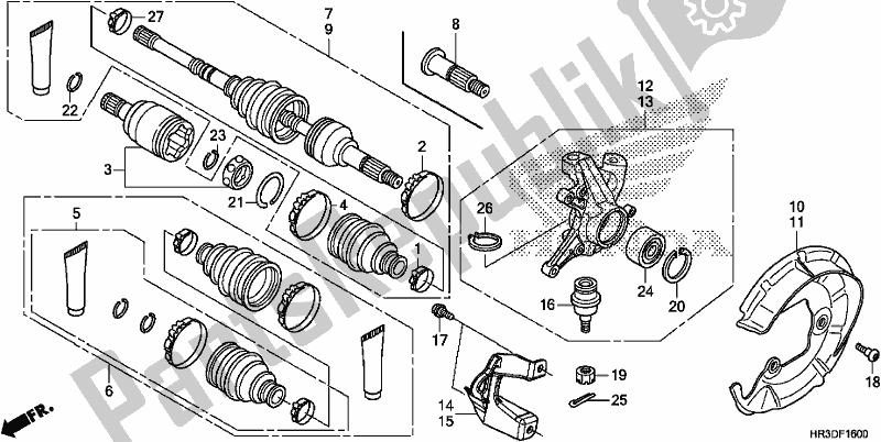 All parts for the Front Knuckle/front Drive Shaft of the Honda TRX 420 FA2 2020