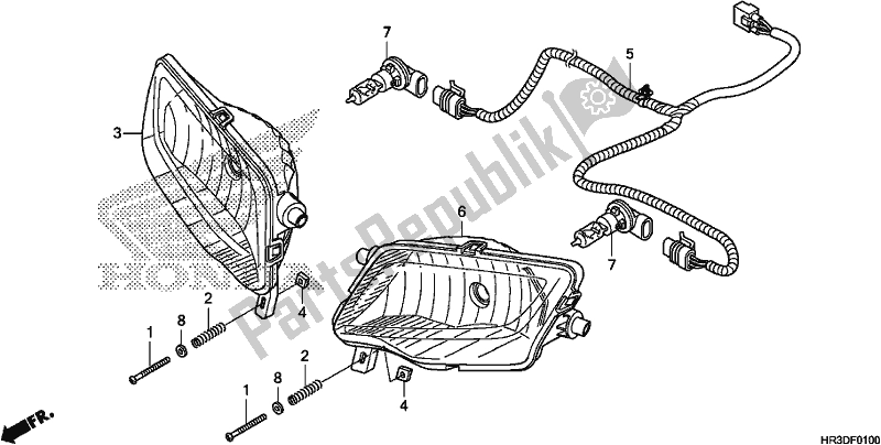 All parts for the Headlight of the Honda TRX 420 FA2 2020