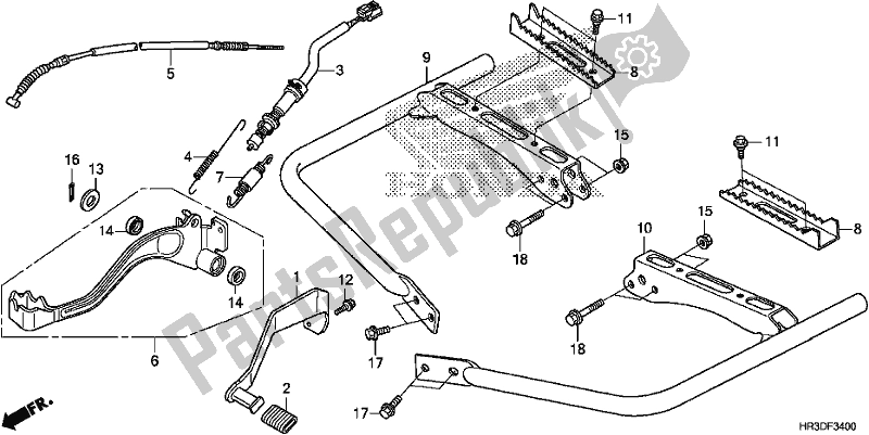 Alle onderdelen voor de Pedal/step van de Honda TRX 420 FA2 2020