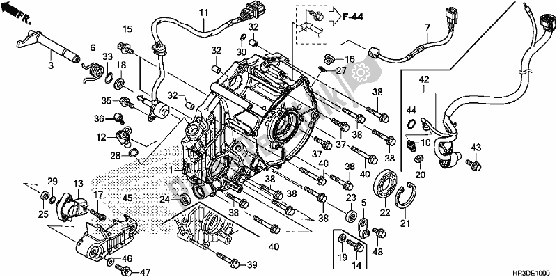 Alle onderdelen voor de Achterste Carterdeksel van de Honda TRX 420 FA2 2020