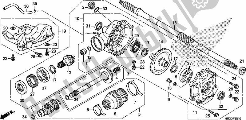 Alle onderdelen voor de Achterste Versnelling van de Honda TRX 420 FA2 2020