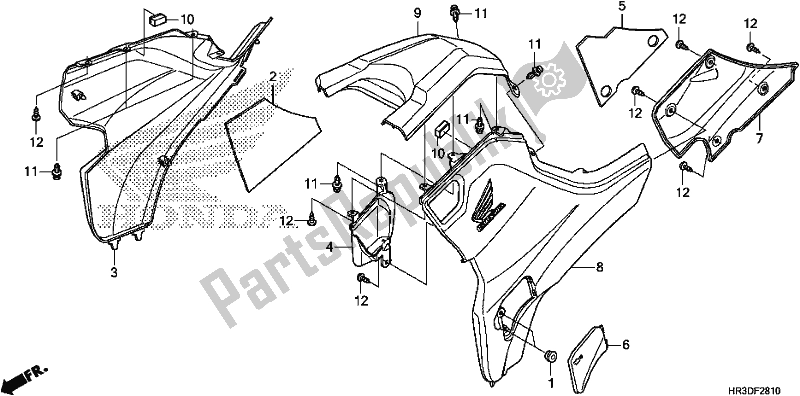 All parts for the Side Cover/tank Cover of the Honda TRX 420 FA2 2020