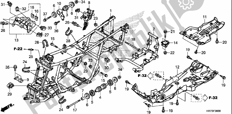All parts for the Frame Body of the Honda TRX 420 FA6 2017
