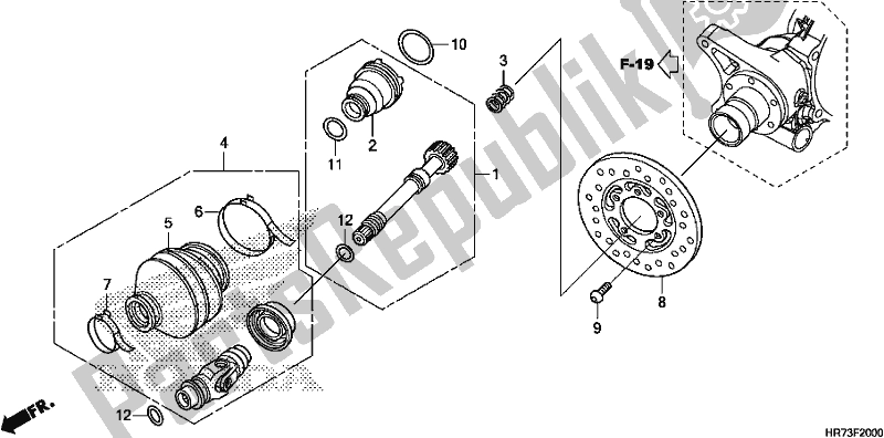 All parts for the Propeller Shaft of the Honda TRX 420 FA6 2017