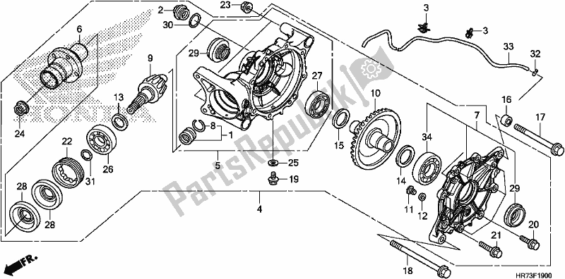 All parts for the Rear Final Gear of the Honda TRX 420 FA6 2017