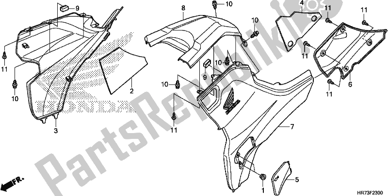 Toutes les pièces pour le Side Cover/tank Cover du Honda TRX 420 FA6 2017