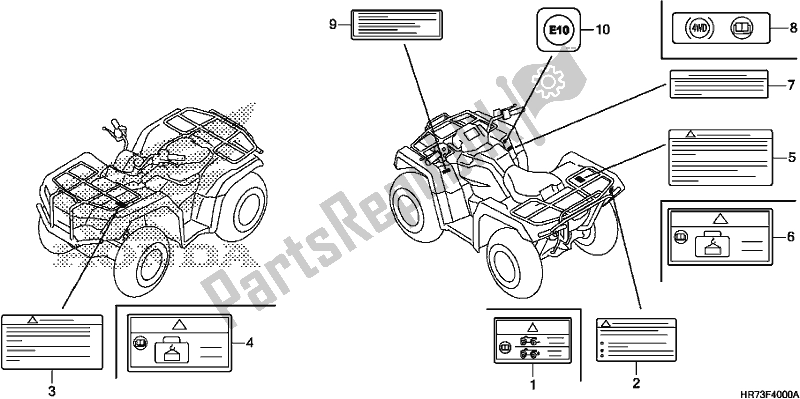 All parts for the Caution Label of the Honda TRX 420 FA6 2018