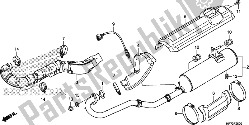 All parts for the Exhaust Muffler of the Honda TRX 420 FA6 2018