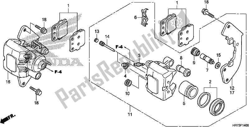 All parts for the Front Brake Caliper of the Honda TRX 420 FA6 2018